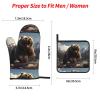 WZYWHJ Oven Mitts and Pot Holders Four-Piece Sets Oven Mitts Oven Gloves Pot Holders and Oven Mitts for Kitchen Baking Cooking Grilling Fierce Grizzly Bears Printed view 4