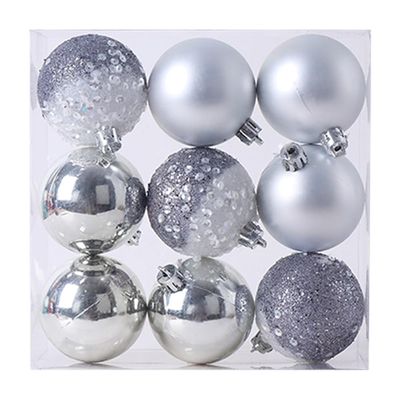 9 Pcs 2.36" Shatterproof Christmas Ball Ornaments Packed in Plastic Box Shatterproof Christmas Tree Balls Ornament for Christmas Tree Ornaments Wedding Birthday Party, Silver