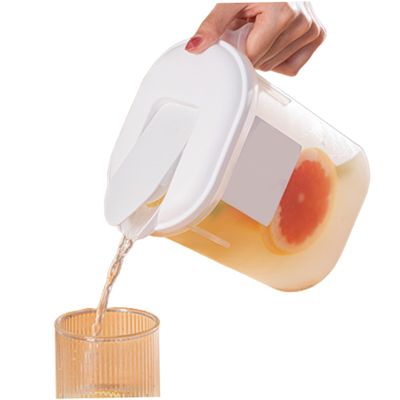 1.8L Plastic Kitchen Fridge Door Jug with Lid Water Fruit Juice Milk Drinks Pitcher Outdoor Summer Cocktail Container with Pour Spout and Handle.