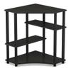 Pemberly Row Wood Space Saving Corner Desk w/Shelves - Espresso/Black view 1
