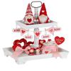 Hanobe Tiered Tray for Table Decor: 2 Tier Valentine's Day Decorative Tray Stand for Coffee Bar - Farmhouse Rectangle Wood Display for Kitchen Counter, Rustic White view 1