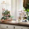 Hanobe Tiered Tray for Table Decor: 2 Tier Valentine's Day Decorative Tray Stand for Coffee Bar - Farmhouse Rectangle Wood Display for Kitchen Counter, Rustic White view 3