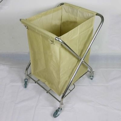 AoForce Large Hamper Made of Oxford Cloth and Stainless Steel Frame Rolling Laundry Cart with Wheels Removable Liner Steel Frame with Handle 60 * 60 * 90CM(Beige)