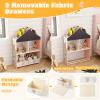 Costzon Kids Dollhouse Bookshelf w/Blackborad, Wooden Bookcase w/Cubby & 2 Fabric Bins, Toddler Book Shelf and Toy Storage Organizer for Kids Room, Playroom, Nursery (Pink) view 3
