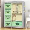 Canvas Wardrobe, Fabric Wardrobe, Foldable Closet with Hanging Rail, Side Pockets, Clothes Closet Storage Organizer for Bedroom,Blue-105x45x170cm (Gray 105x45x170cm) (Blue 105x45x170cm) view 2