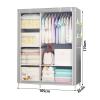 Canvas Wardrobe, Fabric Wardrobe, Foldable Closet with Hanging Rail, Side Pockets, Clothes Closet Storage Organizer for Bedroom,Blue-105x45x170cm (Gray 105x45x170cm) (Blue 105x45x170cm) view 3
