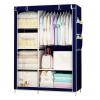 Canvas Wardrobe, Fabric Wardrobe, Foldable Closet with Hanging Rail, Side Pockets, Clothes Closet Storage Organizer for Bedroom,Blue-105x45x170cm (Gray 105x45x170cm) (Blue 105x45x170cm) view 4