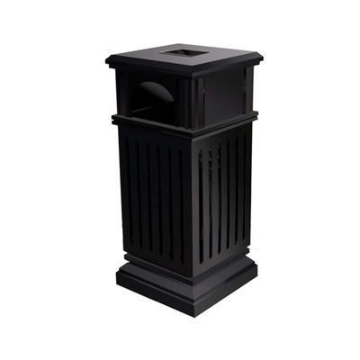 RWGOVLU Garbage Cans Square Iron Outdoor Trash Can Large Trash Bins Retro Garbage Can for Hotel Mall Commercial Outdoor Waste Bins 35-inch Trash