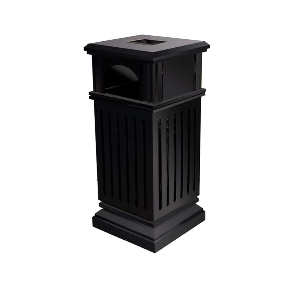 RWGOVLU Garbage Cans Square Iron Outdoor Trash Can Large Trash Bins Retro Garbage Can for Hotel Mall Commercial Outdoor Waste Bins 35-inch Trash