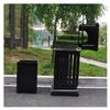 RWGOVLU Garbage Cans Square Iron Outdoor Trash Can Large Trash Bins Retro Garbage Can for Hotel Mall Commercial Outdoor Waste Bins 35-inch Trash view 3