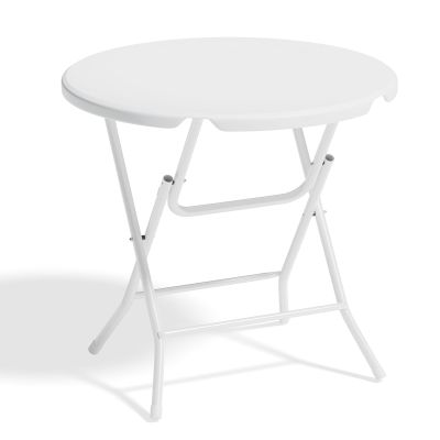 SFIHOME 2.6Ft Round Foldable Table Portable Plastic Table for Banquet Even Indoor Outdoor (White)