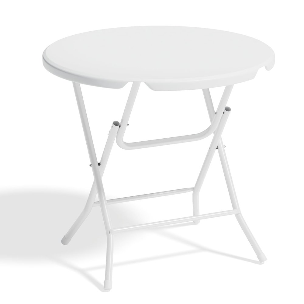SFIHOME 2.6Ft Round Foldable Table Portable Plastic Table for Banquet Even Indoor Outdoor (White)