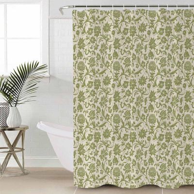 TocaHome Decorative Shower Curtain Vintage Floral Boho Polyester Fabric Waterproof Bath Shower Curtains Bathroom Accessories Farmhouse Green Flowers Machine Washable Curtain 54x78 Inch for Home Hotel