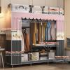 Fabric Wardrobe,Folding Wardrobe Storage,Cloth Wardrobes for Heavy Duty with Cover,Cloth Wardrobes for Bedroom Single,Folding Fabric Storage Box for Wardrobe,Off-Wit (A 80x45x160cm) view 2