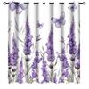 Chaohuan Lavender Flower Blackout Curtains for Kid Girls Boys Bedroom, Purple Floral Butterfly Decorative Grommet Window Drapes for Bedroom Living Room, 42Wx54L inch view 1