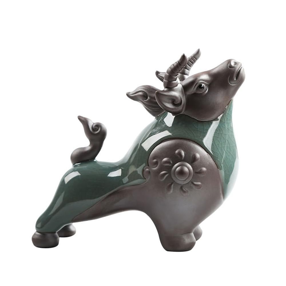zhuBAOHE Chinese Ceramic Tang Horse Statue Tea Pet Feng Shui Tabletop Sculpture Suitable for Home Office Shop Tea House Club Decor,S