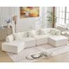 140" Convertible Sectional Couches for Living Room, Modular Sectional Sofa, Comfy Cloud Couch with Chaise, 4 Seater L-Shape Couch Modern Minimalist Sleeper Sofa for Bedroom, Apartment, White view 1