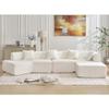140" Convertible Sectional Couches for Living Room, Modular Sectional Sofa, Comfy Cloud Couch with Chaise, 4 Seater L-Shape Couch Modern Minimalist Sleeper Sofa for Bedroom, Apartment, White view 2