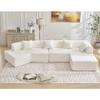 140" Convertible Sectional Couches for Living Room, Modular Sectional Sofa, Comfy Cloud Couch with Chaise, 4 Seater L-Shape Couch Modern Minimalist Sleeper Sofa for Bedroom, Apartment, White view 3