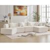 140" Convertible Sectional Couches for Living Room, Modular Sectional Sofa, Comfy Cloud Couch with Chaise, 4 Seater L-Shape Couch Modern Minimalist Sleeper Sofa for Bedroom, Apartment, White view 4