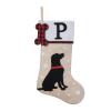 Shgngle 20 Inches Pets Initial Christmas Stocking,Dog Christmas Stocking Personalized with Dog Bone Hanging Wooden Ornament,Xmas Gifts for Pets(Letter P) view 1