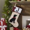 Shgngle 20 Inches Pets Initial Christmas Stocking,Dog Christmas Stocking Personalized with Dog Bone Hanging Wooden Ornament,Xmas Gifts for Pets(Letter P) view 3