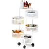 clinmday Fruit Vegetable Basket for Kitchen, 3 Tier Rotating Storage Rack with Wheels, Home Rotating Storage Stand Kitchen Cart, Standing Vegetable Organizer Rack Metal Wire Shelf with top lid,White view 1