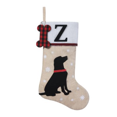 Shgngle 20 Inches Pets Initial Christmas Stocking,Dog Christmas Stocking Personalized with Dog Bone Hanging Wooden Ornament,Xmas Gifts for Pets(Letter Z)