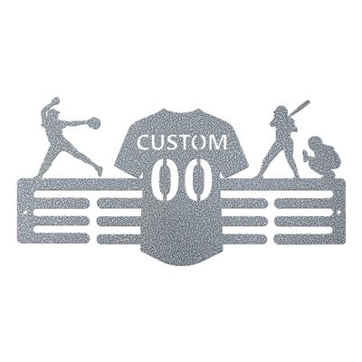 Softball Jersey Medal Hanger, Metal Wall Decor for Displaying Medals and Awards (15, Hammered Silver)
