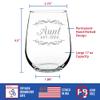 Bevvee Aunt Est 2025 - New Aunties Stemless Wine Glass Gift for First Time Aunts - Decorative 17 Oz Large Glasses view 4