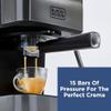 Black+Decker Semi-Automatic 15 Bar Espresso and Cappuccino Maker, Versatile Machine with Ability to use Grounds or ESE Pods to Make Your Perfect Cup of Coffee view 3