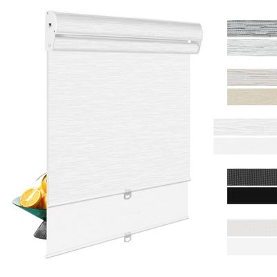 BERISSA Cordless Roller Blinds Dual Window Shades Blackout & Light Filtering Shades for Window with Cassette Valance, Free-Stop Roller Shades for Home Office,69" W x 52" H,Jacquard Steak White