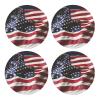 Firefighter American Flag MDF Cork Coasters  A Set of 4 Absorbent Coasters, Round Shape with Elegant Print for Home Decor view 1