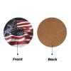 Firefighter American Flag MDF Cork Coasters  A Set of 4 Absorbent Coasters, Round Shape with Elegant Print for Home Decor view 2