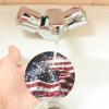 Firefighter American Flag MDF Cork Coasters  A Set of 4 Absorbent Coasters, Round Shape with Elegant Print for Home Decor view 3