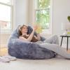 Big Large Teardrop Foam Filled Bean Bag Chair with Removable Cover, Gray Short Shag, 4 feet Big view 2