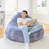 Big Large Teardrop Foam Filled Bean Bag Chair with Removable Cover, Gray Short Shag, 4 feet Big view 3
