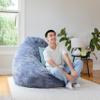 Big Large Teardrop Foam Filled Bean Bag Chair with Removable Cover, Gray Short Shag, 4 feet Big view 4