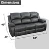 Bonded Leather Living Room Furniture Set, Manual Recliner Sofa Set with Cup Holder&Storage, Leather Recling Sofa Couch Chair for Living Room Office (3 Seat Recliner Sofa, Black) view 2