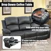Bonded Leather Living Room Furniture Set, Manual Recliner Sofa Set with Cup Holder&Storage, Leather Recling Sofa Couch Chair for Living Room Office (3 Seat Recliner Sofa, Black) view 3