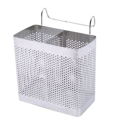 DJFKDYHPE Utensil Caddy Stainless Steel Kitchen Tableware Storage Basket Chopsticks Box Square Durable Durable Practical Convenient Tool Pen Holder Racks(Double Grid)