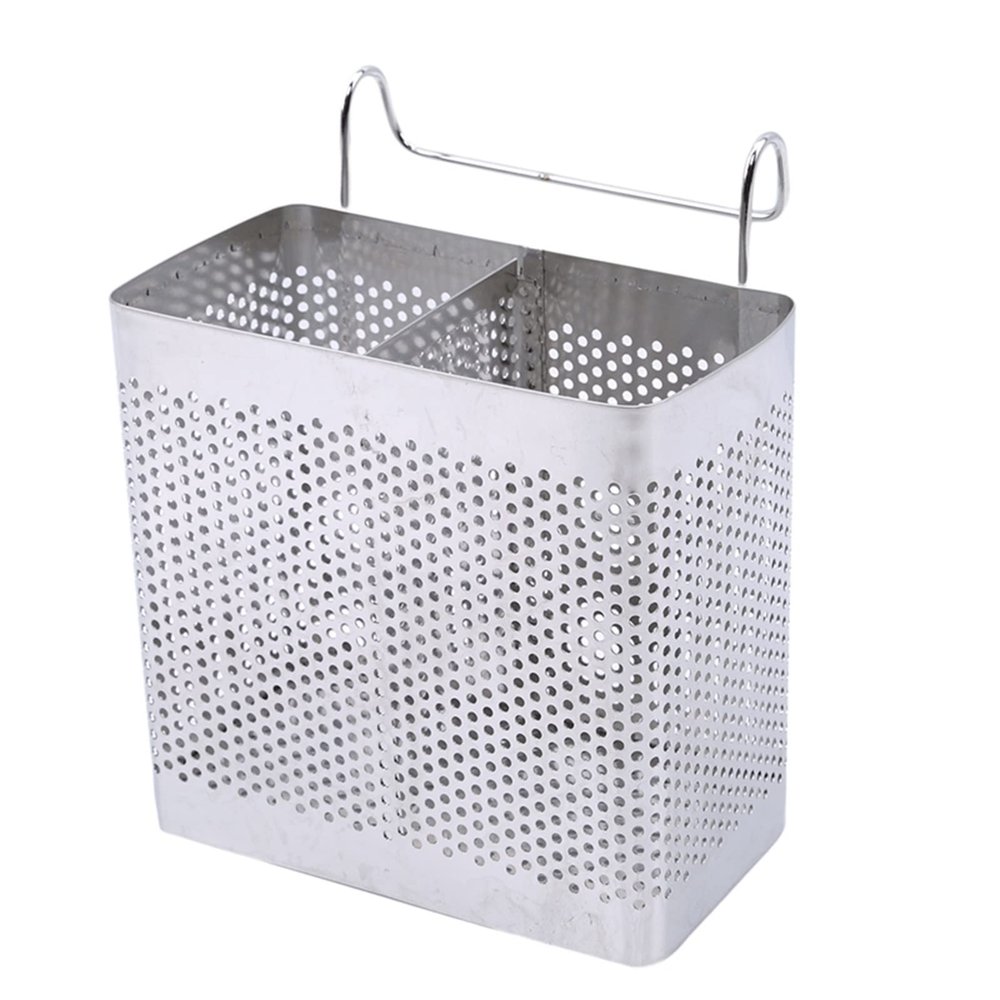 DJFKDYHPE Utensil Caddy Stainless Steel Kitchen Tableware Storage Basket Chopsticks Box Square Durable Durable Practical Convenient Tool Pen Holder Racks(Double Grid)