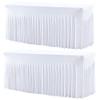 Besutolife 2 Pack White Spandex Tablecloth for 8ft Rectangle Tables Fitted Table Cloth Stretch Table Covers Skirt 8ft Rectangular Tablecloths for Banquet Parties Wedding Decorations view 1
