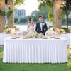 Besutolife 2 Pack White Spandex Tablecloth for 8ft Rectangle Tables Fitted Table Cloth Stretch Table Covers Skirt 8ft Rectangular Tablecloths for Banquet Parties Wedding Decorations view 2