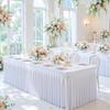 Besutolife 2 Pack White Spandex Tablecloth for 8ft Rectangle Tables Fitted Table Cloth Stretch Table Covers Skirt 8ft Rectangular Tablecloths for Banquet Parties Wedding Decorations view 3