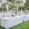 Besutolife 2 Pack White Spandex Tablecloth for 8ft Rectangle Tables Fitted Table Cloth Stretch Table Covers Skirt 8ft Rectangular Tablecloths for Banquet Parties Wedding Decorations view 4