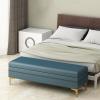 End of Bed Storage Bench Footstool Faux Leather Long Bench with Metal Legs Upholstered Bench Cloakroom Bench for Entryway Front Door view 3