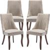 ODUSE-DAILY Beige Mid Century Dining Chairs Set of 4, Modern Kitchen & Dining Room Chairs Set of 4, Fabric Upholstered Kitchen Chairs, Sillas de Comedor, Wood Legs (Beige, 4 Pcs) view 1