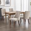 ODUSE-DAILY Beige Mid Century Dining Chairs Set of 4, Modern Kitchen & Dining Room Chairs Set of 4, Fabric Upholstered Kitchen Chairs, Sillas de Comedor, Wood Legs (Beige, 4 Pcs) view 2