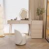 LPP-AWH Makeup Vanity - White Vanity Desk with A Movable 4-Drawers Cabinet, Bedroom Vanity Include Smart LED Lights Mirror and 2 Drawers & Makeup Chair, Suitable for Her (27.56'') view 2